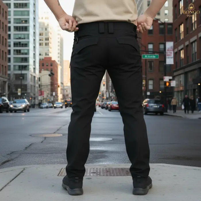 Urban Slim 8 Pocket Twill Stitch Cargo Gabardine Pants - Black - Image 2
