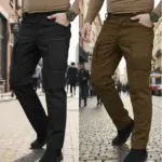 2Pcs (Combo) Urban Slim 8 Pocket Twill Stitch Cargo Gabardine Pants - Black & Dark Brown