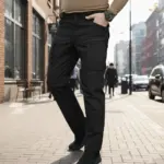 Urban Slim 8 Pocket Twill Stitch Cargo Gabardine Pants - Black