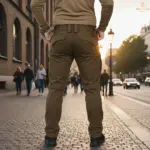 Urban Slim 8 Pocket Twill Stitch Cargo Gabardine Pants - Dark Brown - Image 2