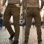 Urban Slim 8 Pocket Twill Stitch Cargo Gabardine Pants - Dark Brown - Image 4