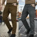 2Pcs (Combo) Urban Slim 8 Pocket Twill Stitch Cargo Gabardine Pants - Dark Brown & Grey