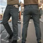 Urban Slim 8 Pocket Twill Stitch Cargo Gabardine Pants - Grey - Image 4