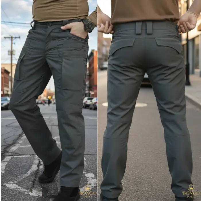 Urban Slim 8 Pocket Twill Stitch Cargo Gabardine Pants - Grey - Image 4
