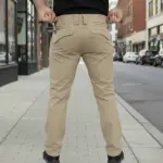Urban Slim 8 Pocket Twill Stitch Cargo Gabardine Pants - Khaki - Image 2