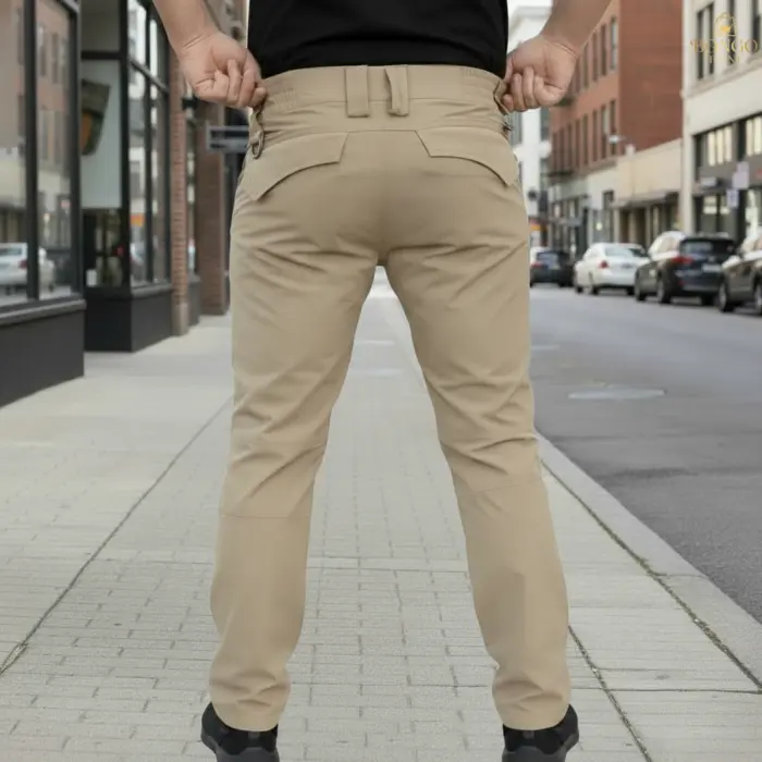 Urban Slim 8 Pocket Twill Stitch Cargo Gabardine Pants - Khaki - Image 2