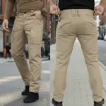 Urban Slim 8 Pocket Twill Stitch Cargo Gabardine Pants - Khaki - Image 4