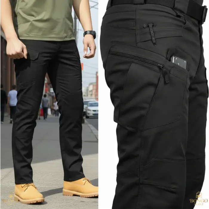 Performance Utility 10 Pocket Twill Stitch Cargo Gabardine Pants - Black - Image 4