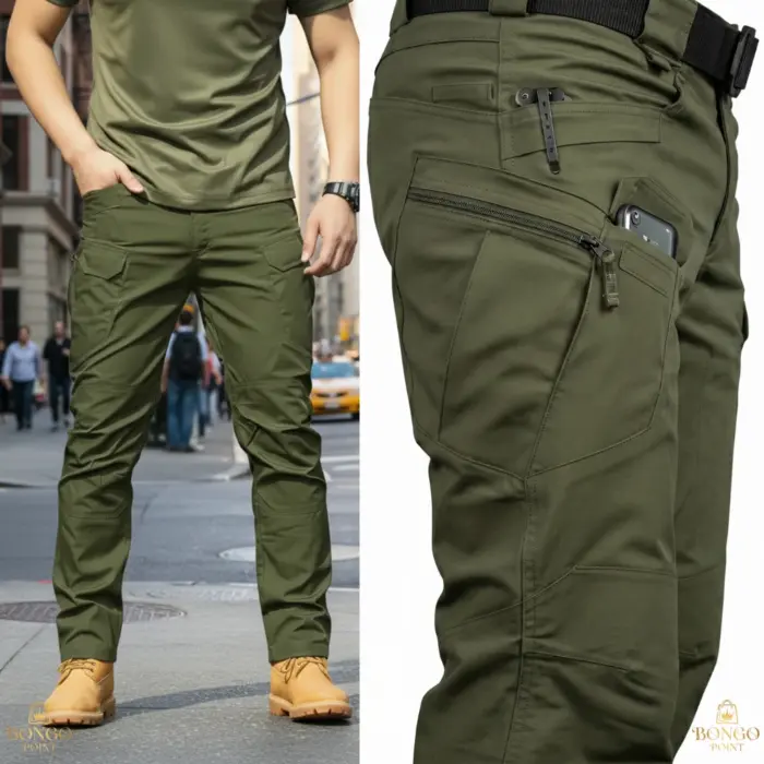 Performance Utility 10 Pocket Twill Stitch Cargo Gabardine Pants - Olive - Image 4