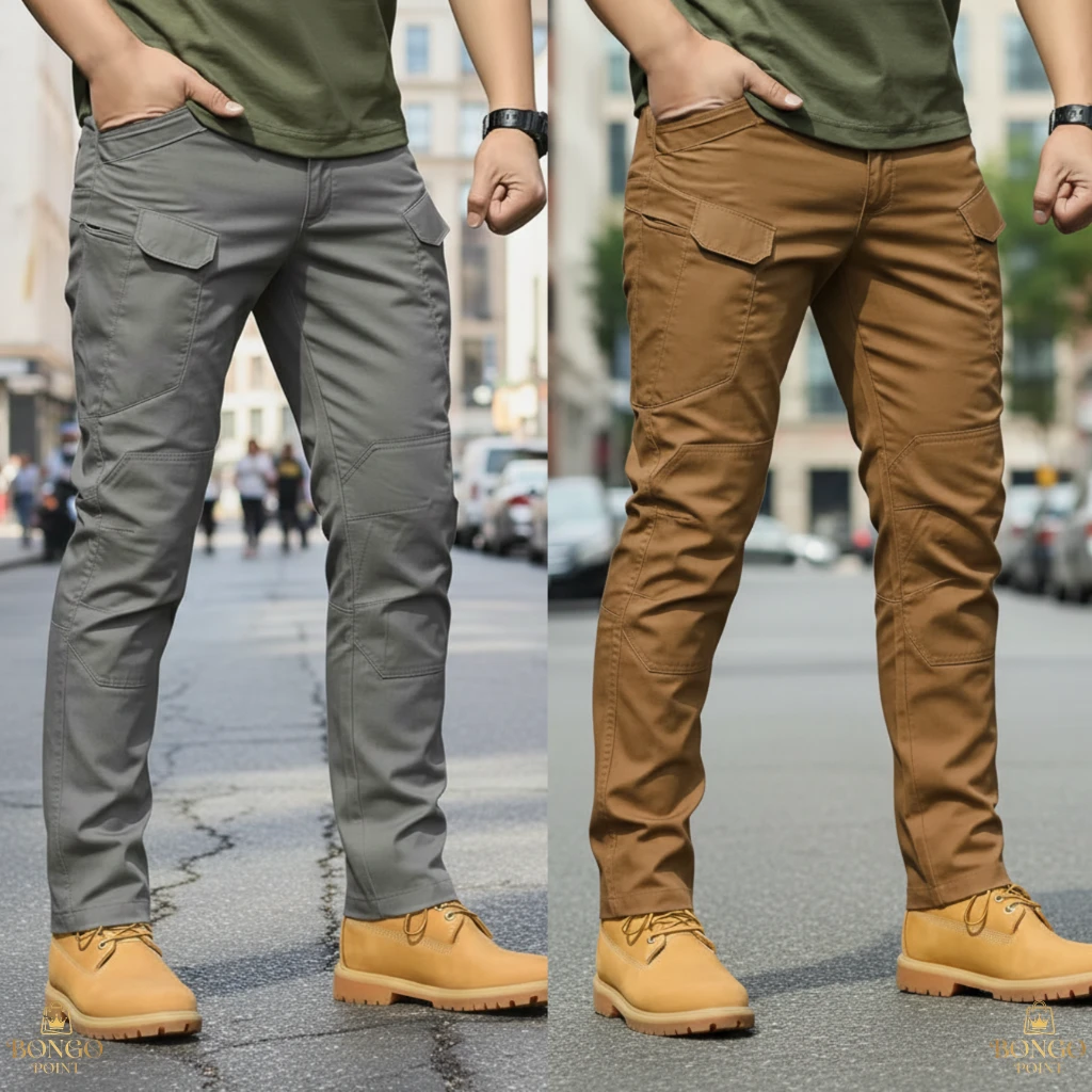 Performance Utility Cargo Pants - Ash + Dark Brown 2Pcs (Combo) Performance Utility 10 Pocket Twill Stitch Cargo Gabardine Pants - Ash & Dark Brown - Image 1