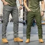2Pcs (Combo) Performance Utility 10 Pocket Twill Stitch Cargo Gabardine Pants - Ash & Olive