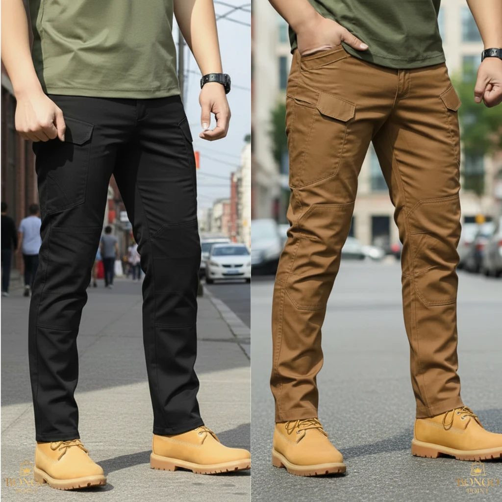 Performance Utility Cargo Pants - Black + Dark Brown 2Pcs (Combo) Performance Utility 10 Pocket Twill Stitch Cargo Gabardine Pants - Black & Dark Brown - Image 1