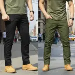 2Pcs (Combo) Performance Utility 10 Pocket Twill Stitch Cargo Gabardine Pants - Black & Olive