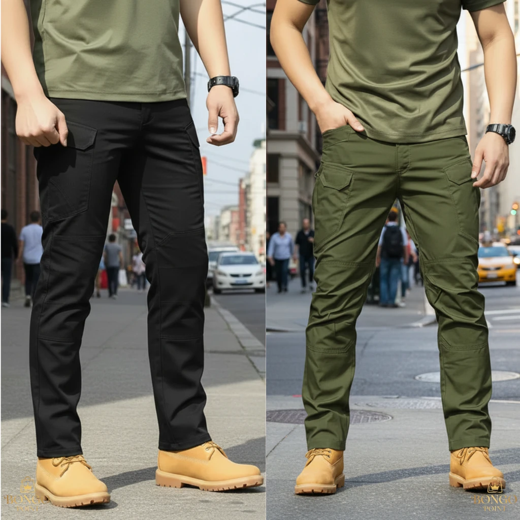 Performance Utility Cargo Pants - Black + Olive 2Pcs (Combo) Performance Utility 10 Pocket Twill Stitch Cargo Gabardine Pants - Black & Olive - Image 1