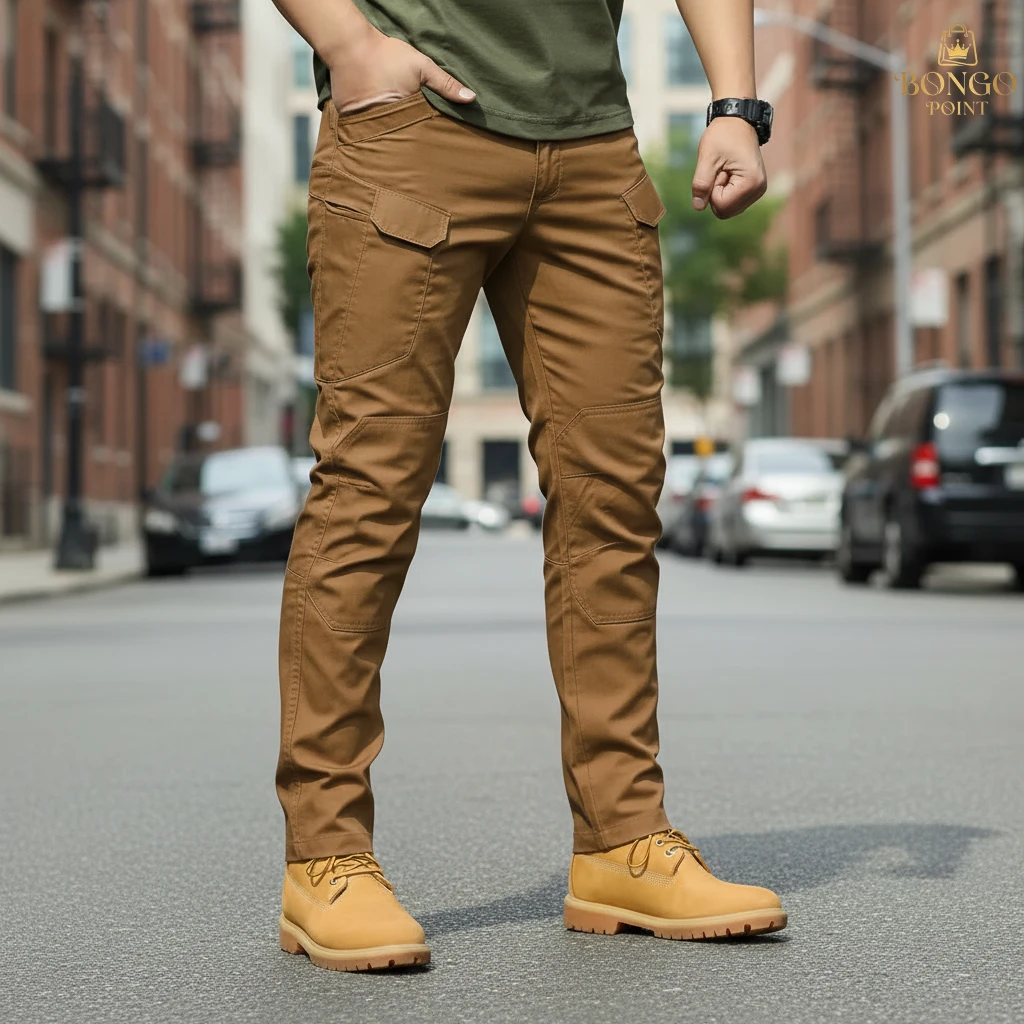 Performance Utility Cargo Pants - Dark Brown (Front) Performance Utility 10 Pocket Twill Stitch Cargo Gabardine Pants - Dark Brown - Image 1