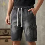 Denim Shorts 6 Pocket Cargo Pants - Black