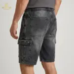Denim Shorts 6 Pocket Cargo Pants - Black - Image 2