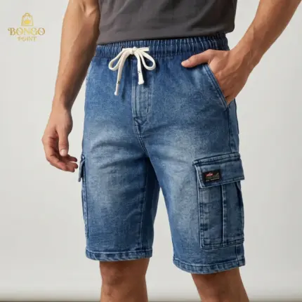Denim Shorts 6 Pocket Cargo Pants - Blue