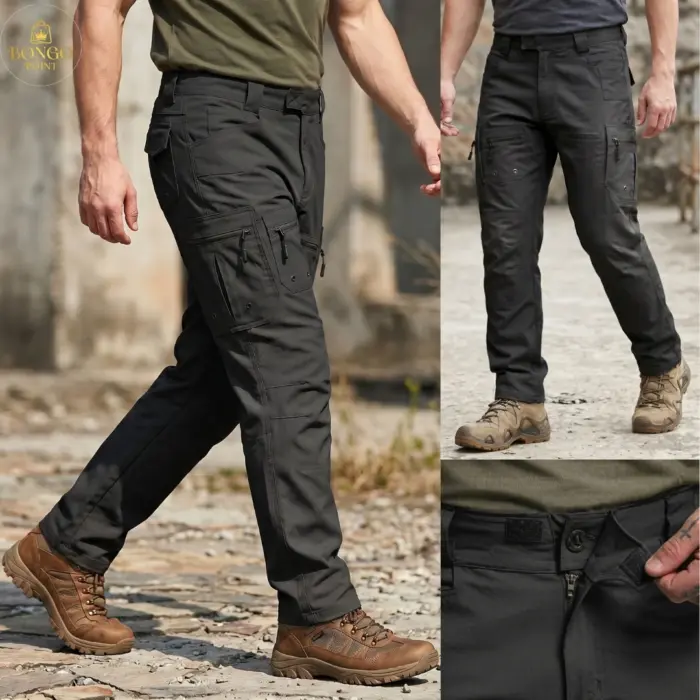 Strike Force 10 Pocket Twill Stitch Cargo Gabardine Pants - Black - Image 2