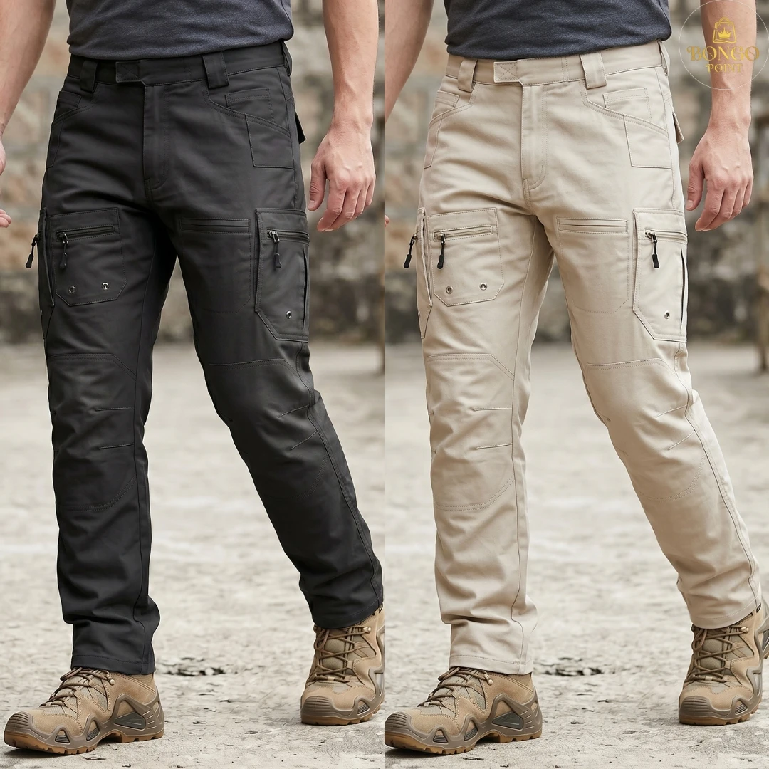 Strike Force Cargo Pants_Black and Khaki 2Pcs (Combo) Strike Force 10 Pocket Twill Stitch Cargo Gabardine Pants - Black & Khaki - Image 1