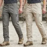 2Pcs (Combo) Strike Force 10 Pocket Twill Stitch Cargo Gabardine Pants - Gray & Khaki