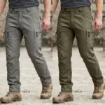 2Pcs (Combo) Strike Force 10 Pocket Twill Stitch Cargo Gabardine Pants - Gray & Olive