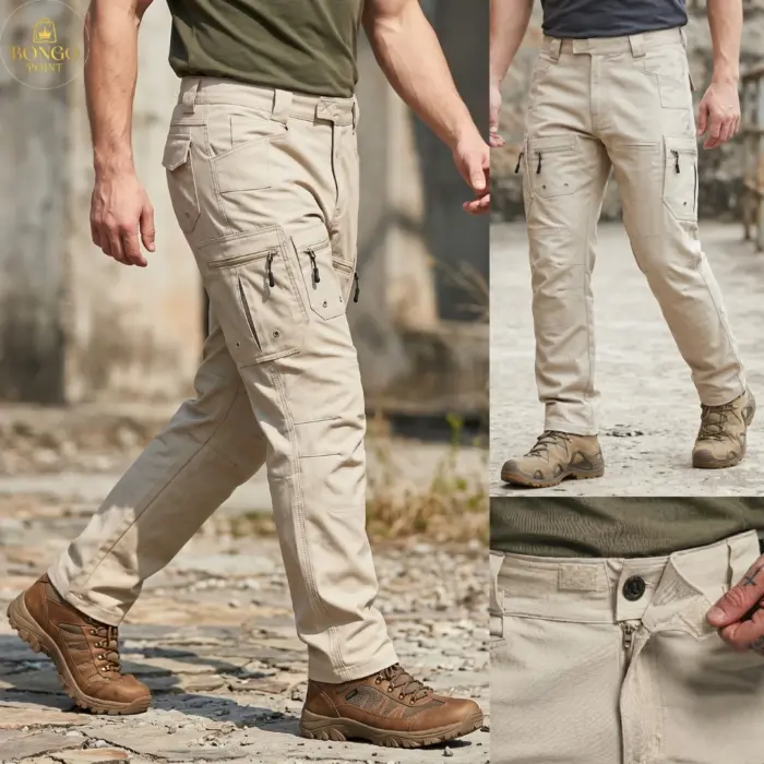 Strike Force 10 Pocket Twill Stitch Cargo Gabardine Pants - Khaki - Image 2