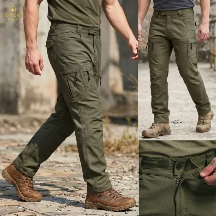 Strike Force 10 Pocket Twill Stitch Cargo Gabardine Pants - Olive - Image 2